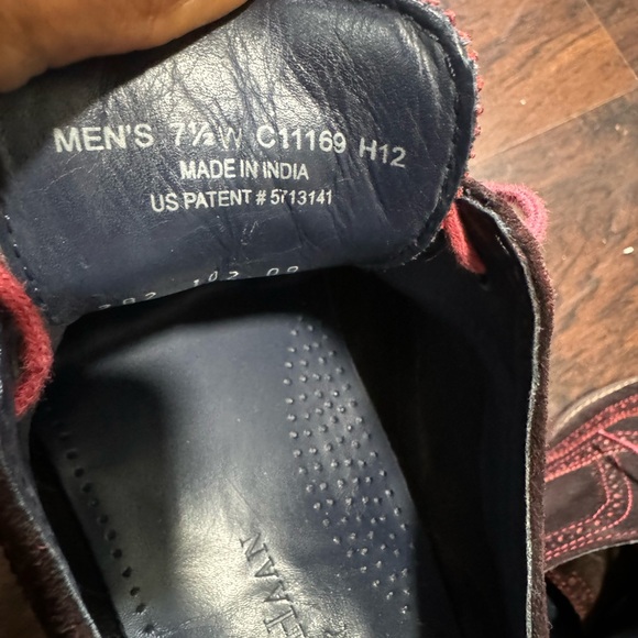 Cole Haan Dark Brown Suede Wingtip Shoe Pink Stitching Size 7.5 - Picture 5 of 9